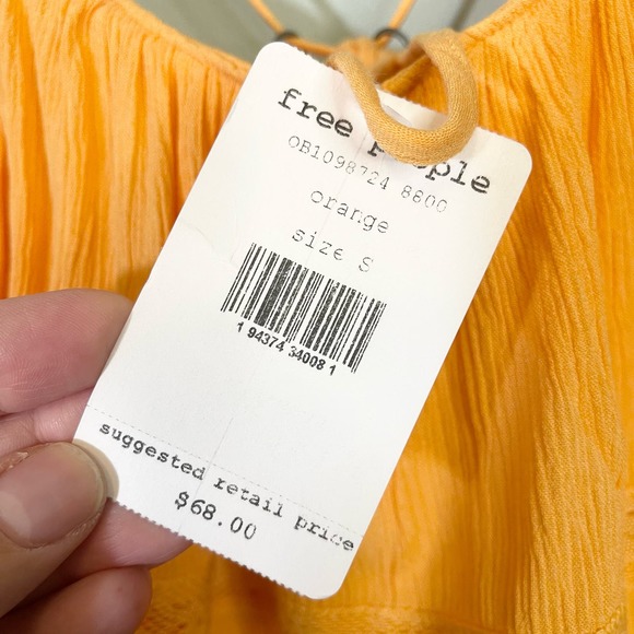 Free People Women's Orange Lace Spaghetti Home Again Cami Cropped Top Small NWT - Picture 6 of 9